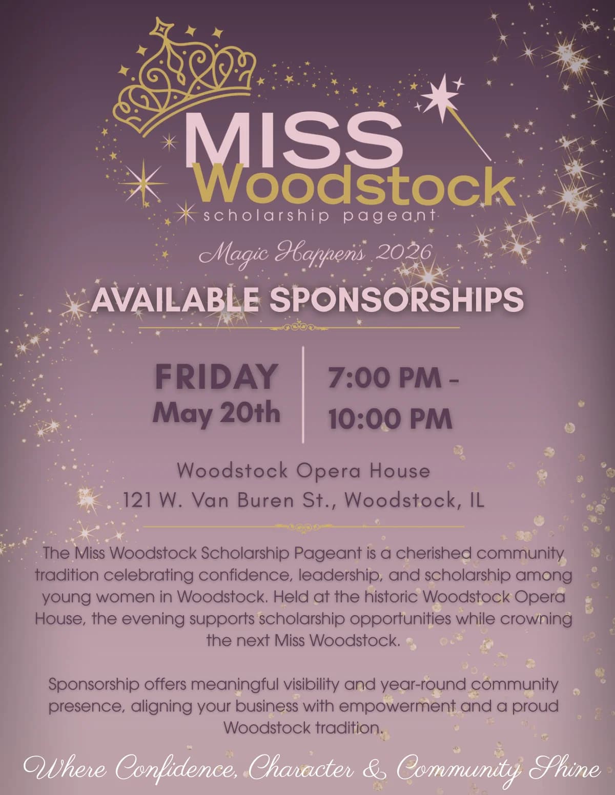 Miss Woodstock Sponsorship Booklet cover